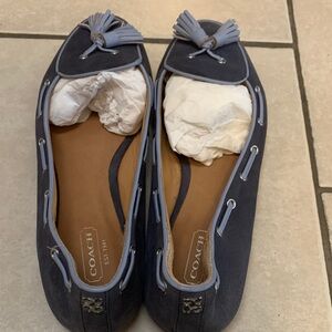 Coach Navy Suede Tassel Loafers